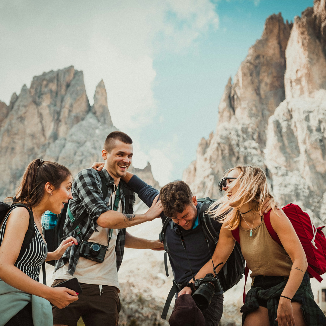 A group of friends enjoying during their vacation tour and travel